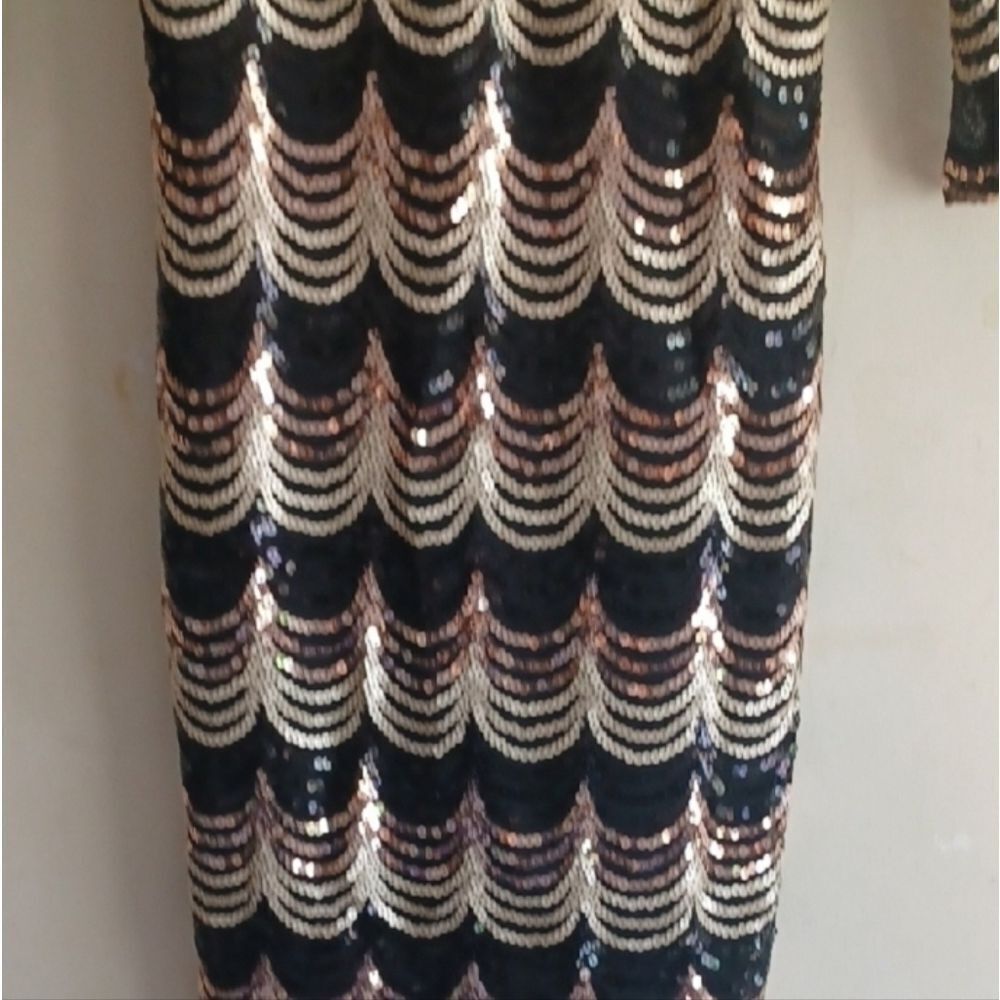 Elegant Black and Gold Sequin Dress - Picture 8 of 14